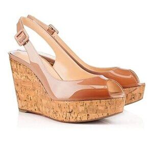 FOWT Summer Fashion Burnished Patent Leather Platform Black Wedges for Women